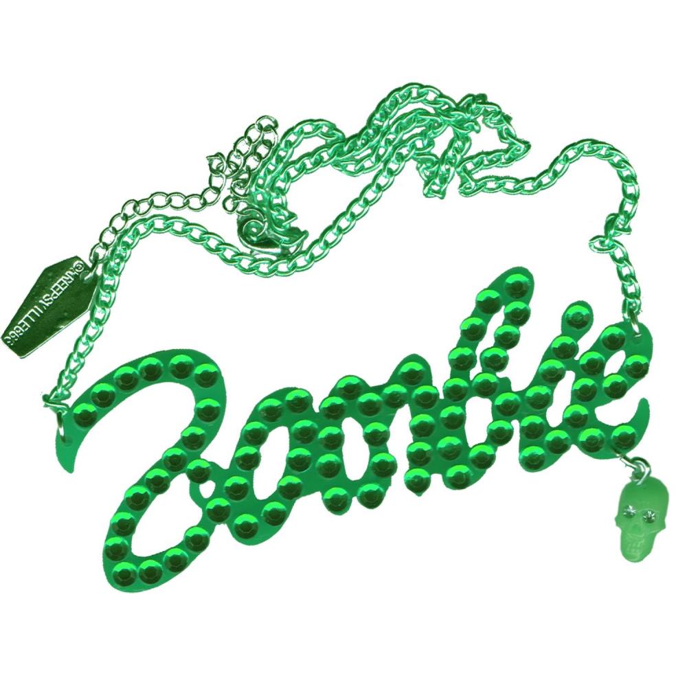 Green Diamonte Zombie Necklace - Kreepsville
