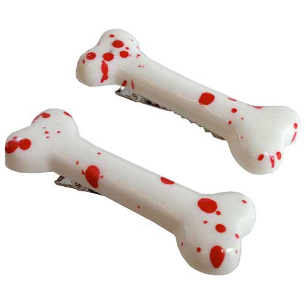 Mini Bone Hair Slides Blood Splattered - Kreepsville