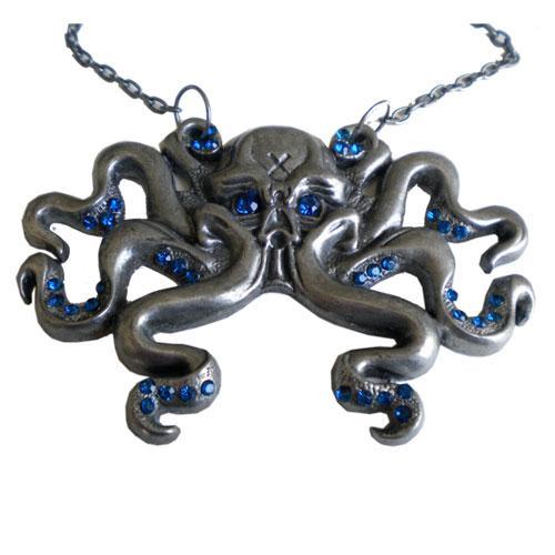 Octoskull Necklace Blue Jewels