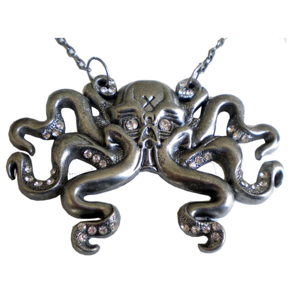 Octoskull Necklace Clear Jewels