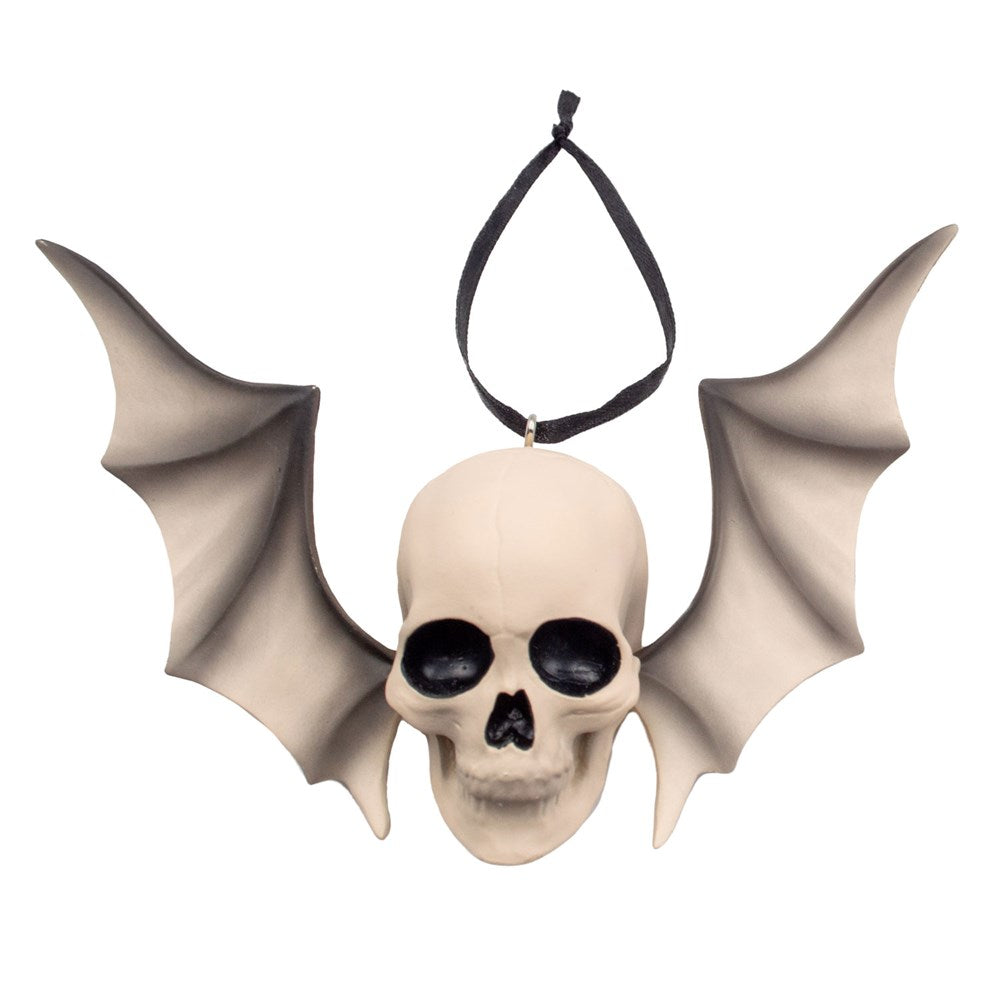 LESS THAN PERFECT Elvira Enesco Skull and Bat Wing Ornament - Kreepsville