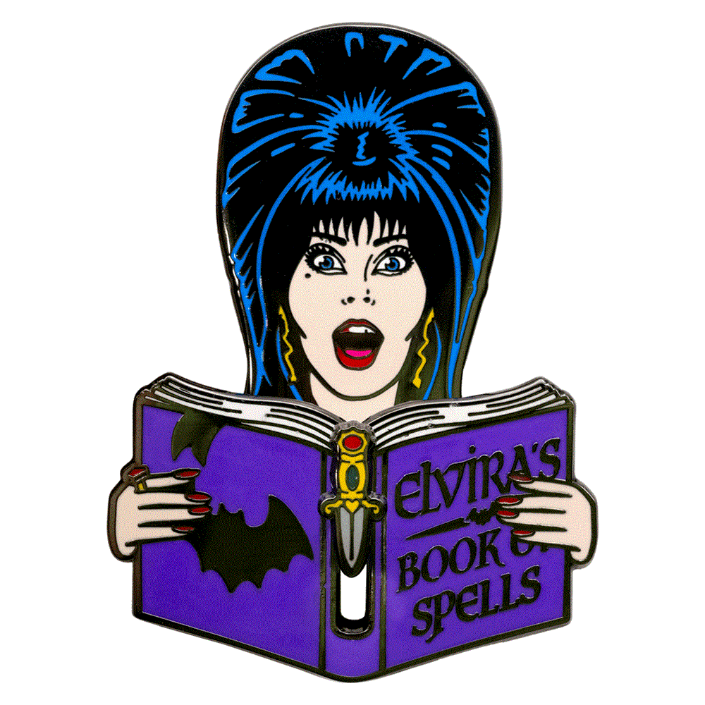Elvira Book Of Spells Moving Enamel Pin - Kreepsville