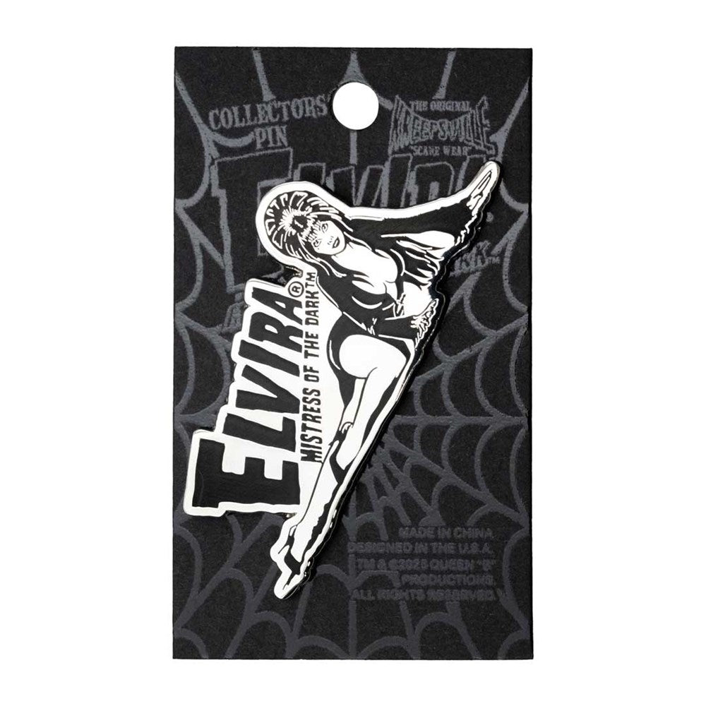 Elvira Lay Down Chrome Enamel Pin - Kreepsville