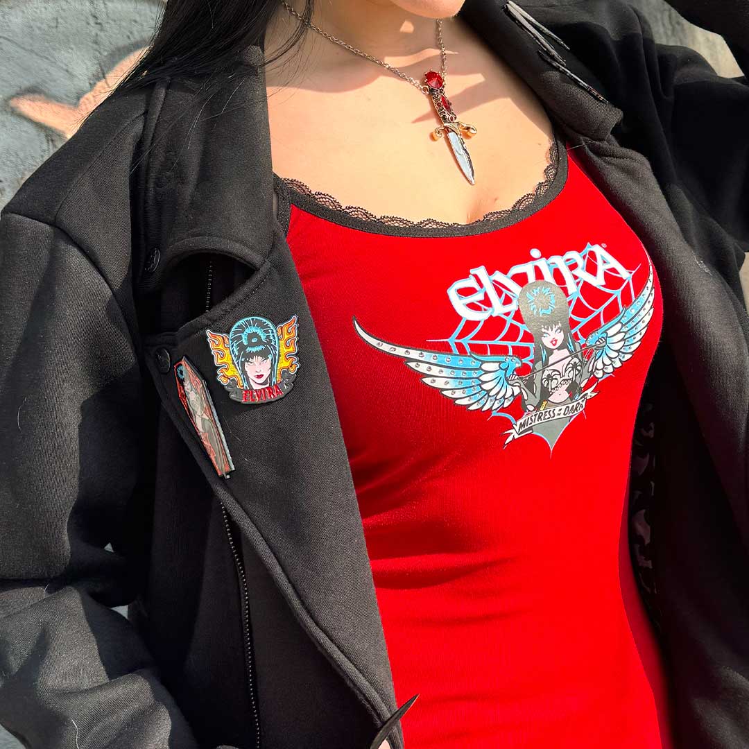Elvira Tattoo Flames Enamel Pin - Kreepsville