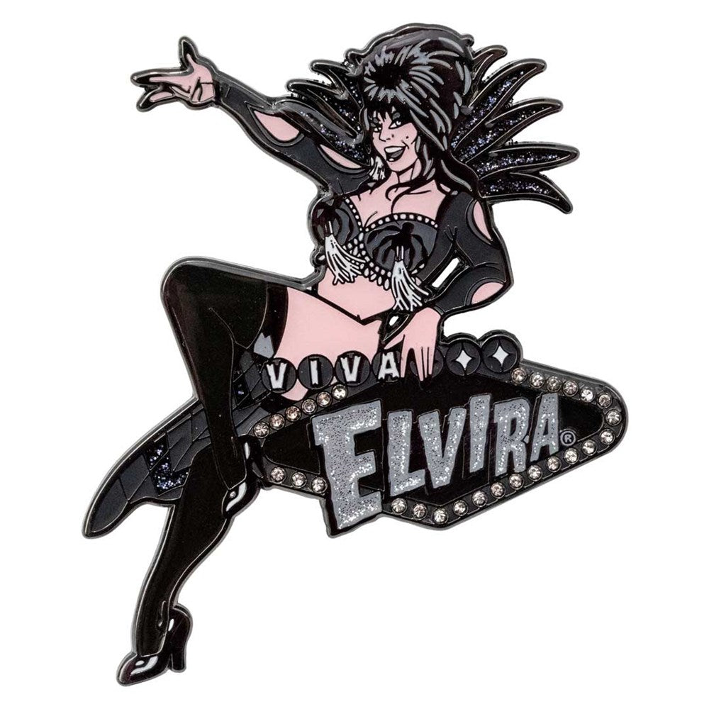 Elvira Vegas Rhinestone Black Enamel Pin