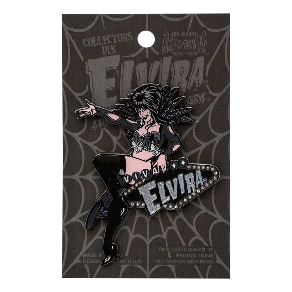 Elvira Vegas Rhinestone Black Enamel Pin