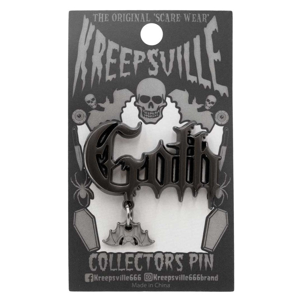 Goth Text Enamel Pin - Kreepsville