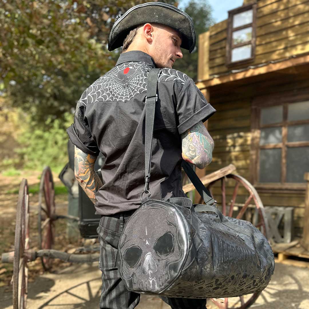 Skull Black Barrel Bag - Kreepsville