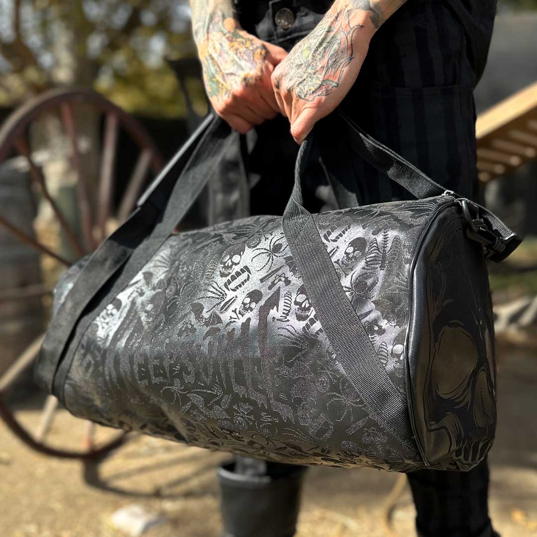 Skull Black Barrel Bag - Kreepsville