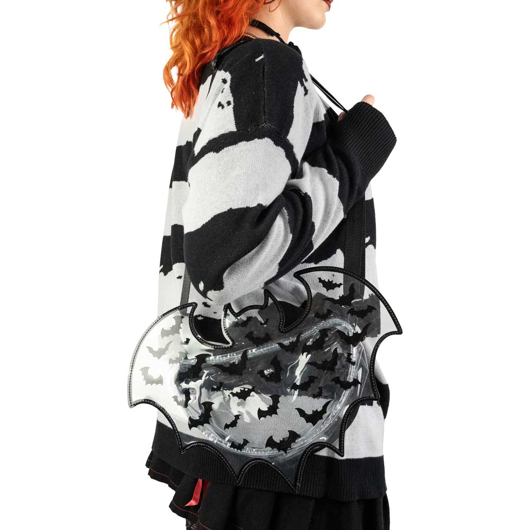 Bat Shaped Clear Vinyl Backpack Purse