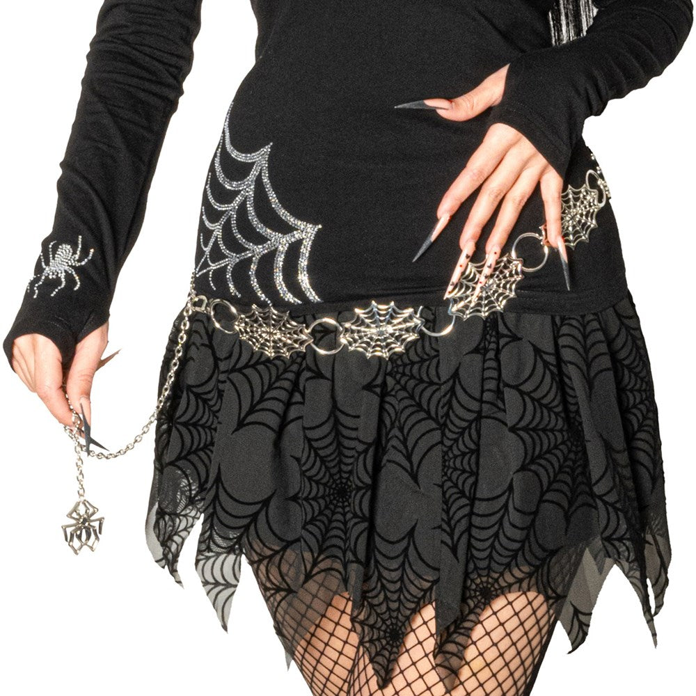 Spiderweb Silver Chain Belt - Kreepsville