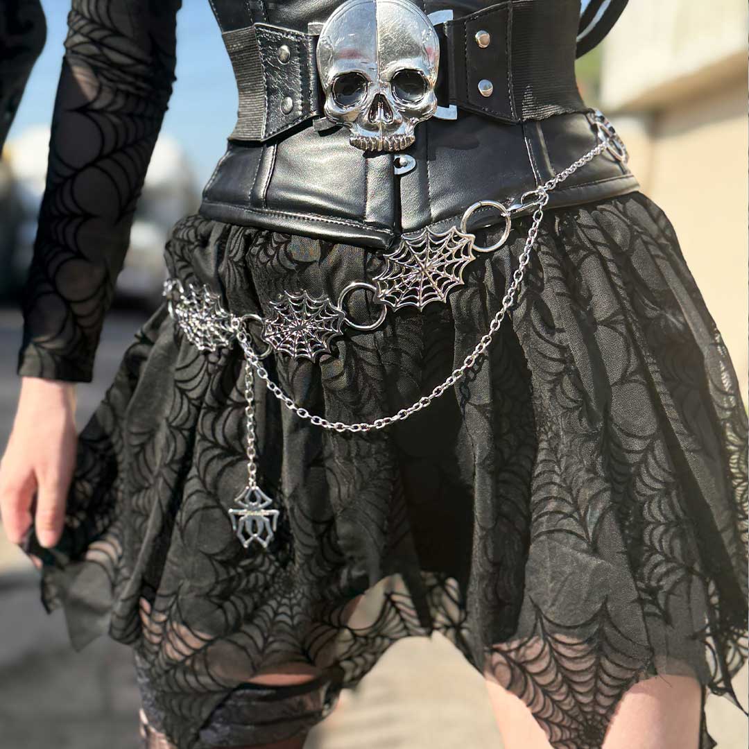 Spiderweb Silver Chain Belt - Kreepsville