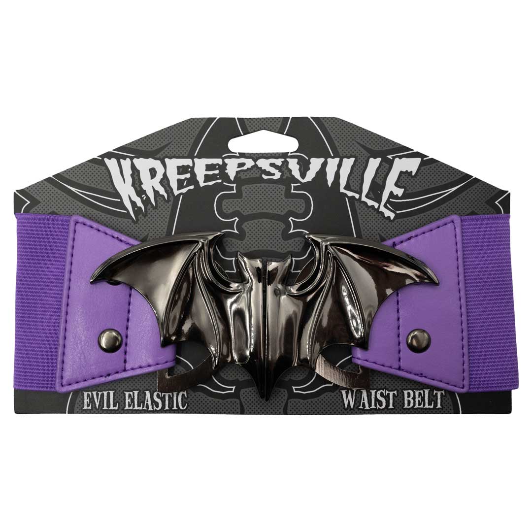 Elastic Waist Belt Bat Purple