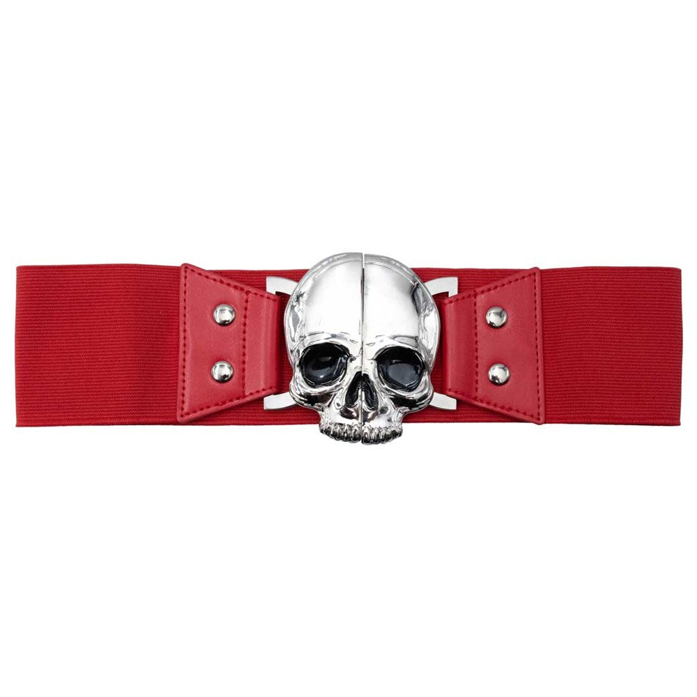 Elastic Waist Belt Skull Red