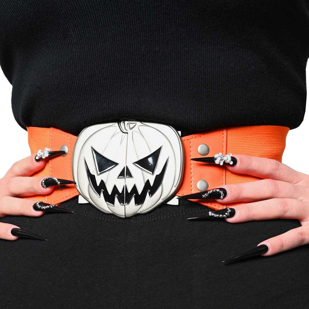 Elastic Waist Belt Trick or Treat Pumpkin Orange