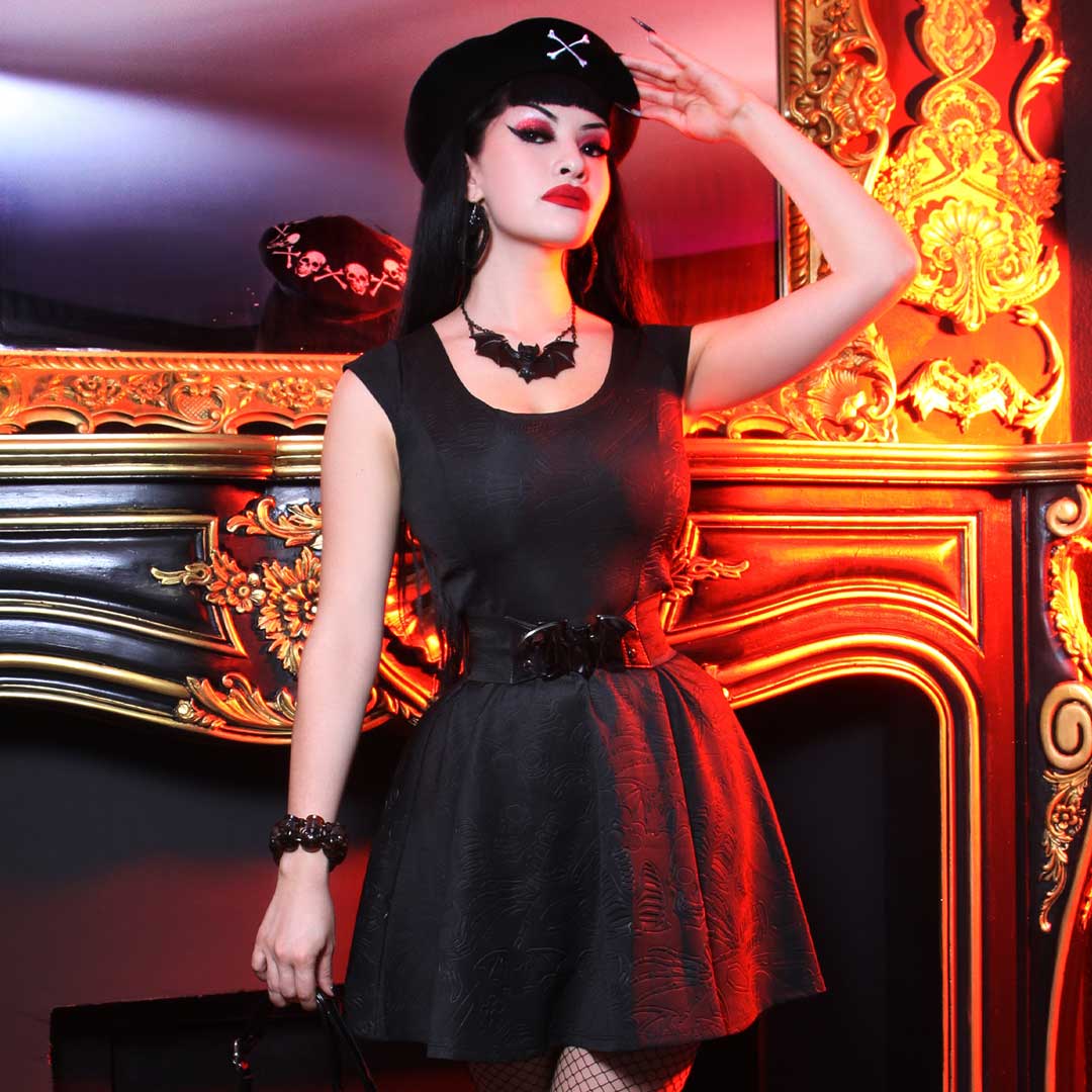 Death Repeat Embossed Skater Dress - Kreepsville
