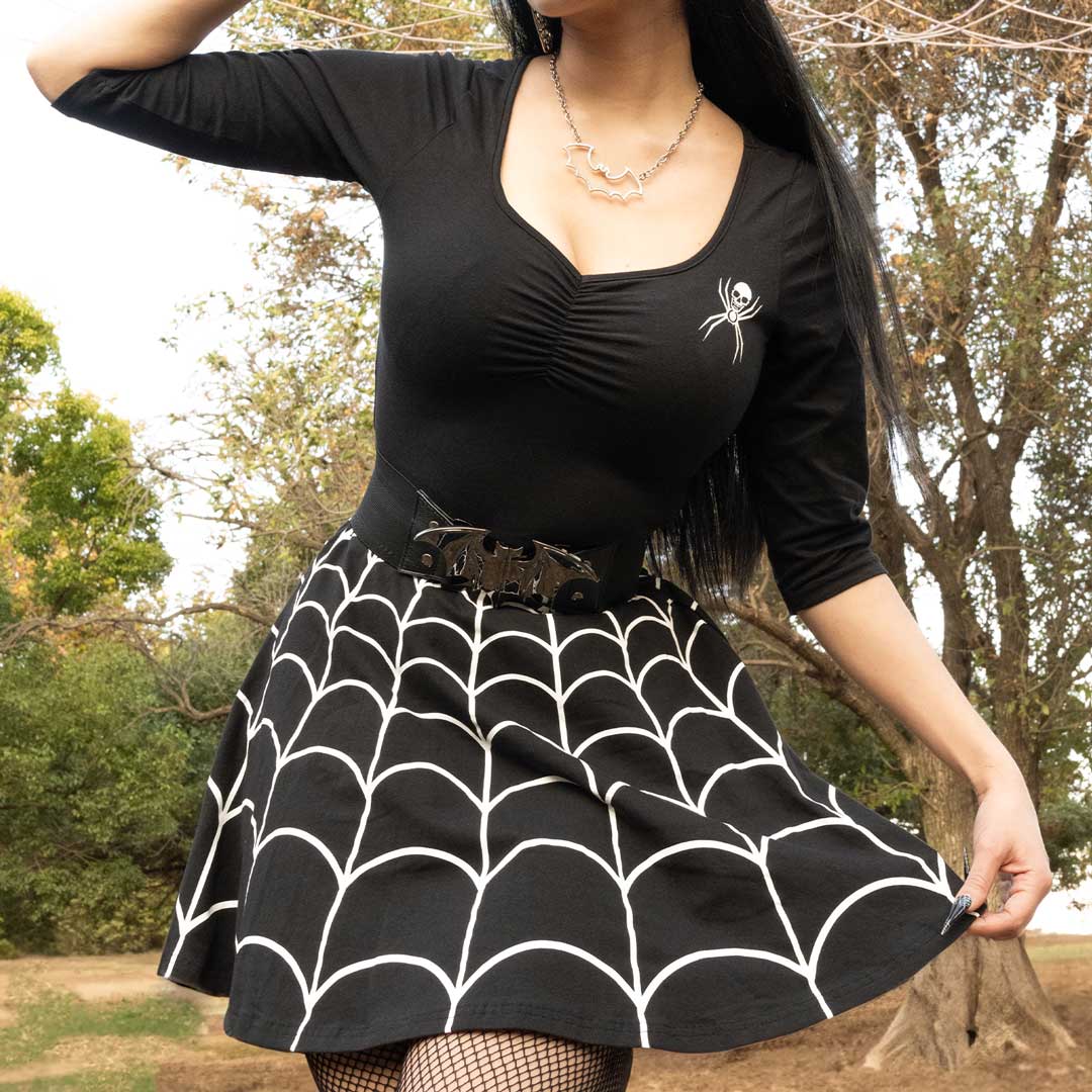 Spiderweb White Skater Dress - Kreepsville