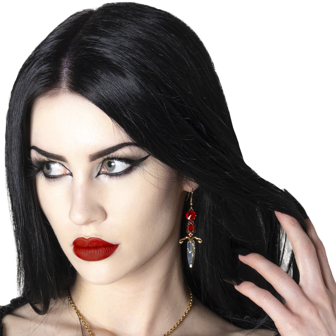 Elvira Dagger Earrings Red