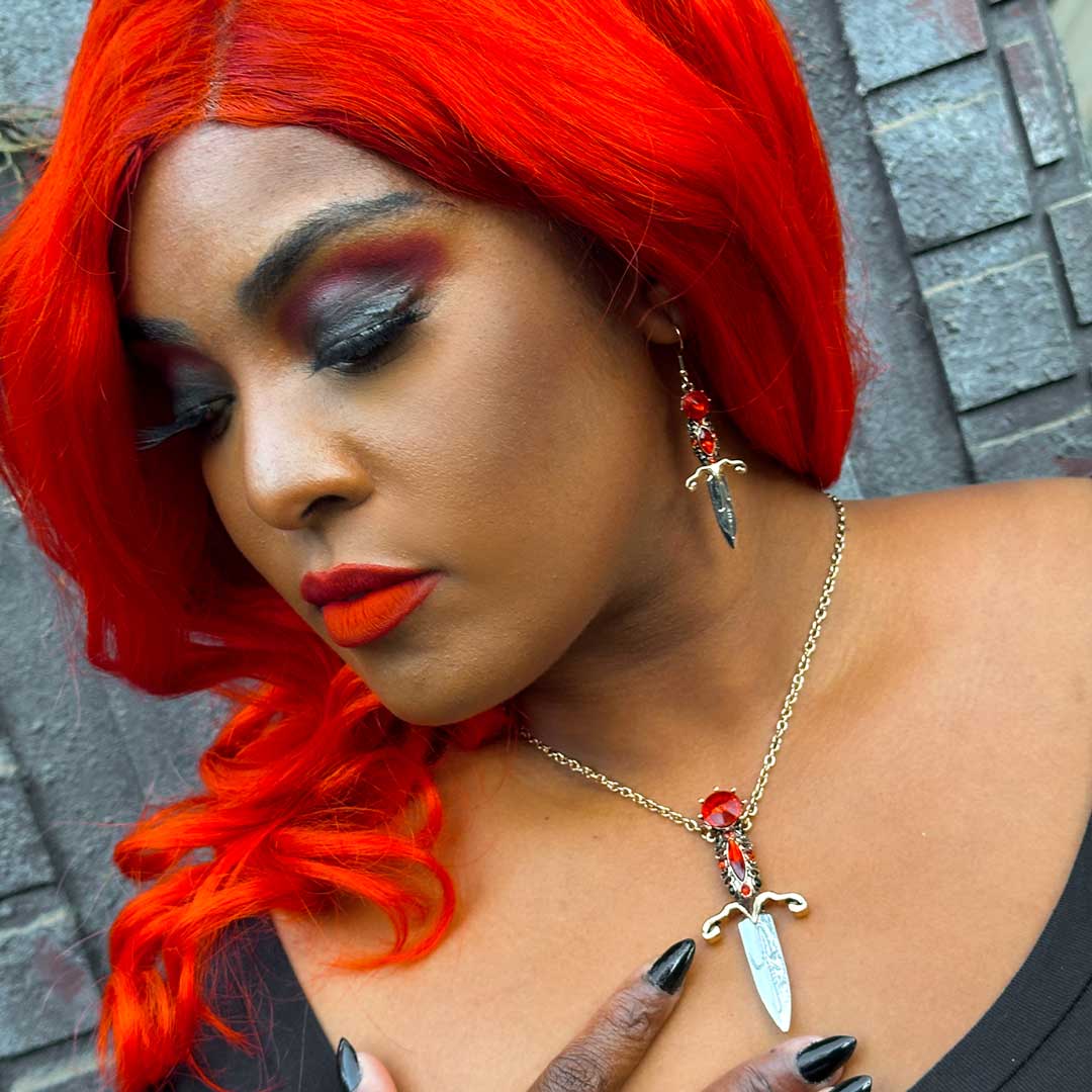 Elvira Dagger Earrings Red - Kreepsville