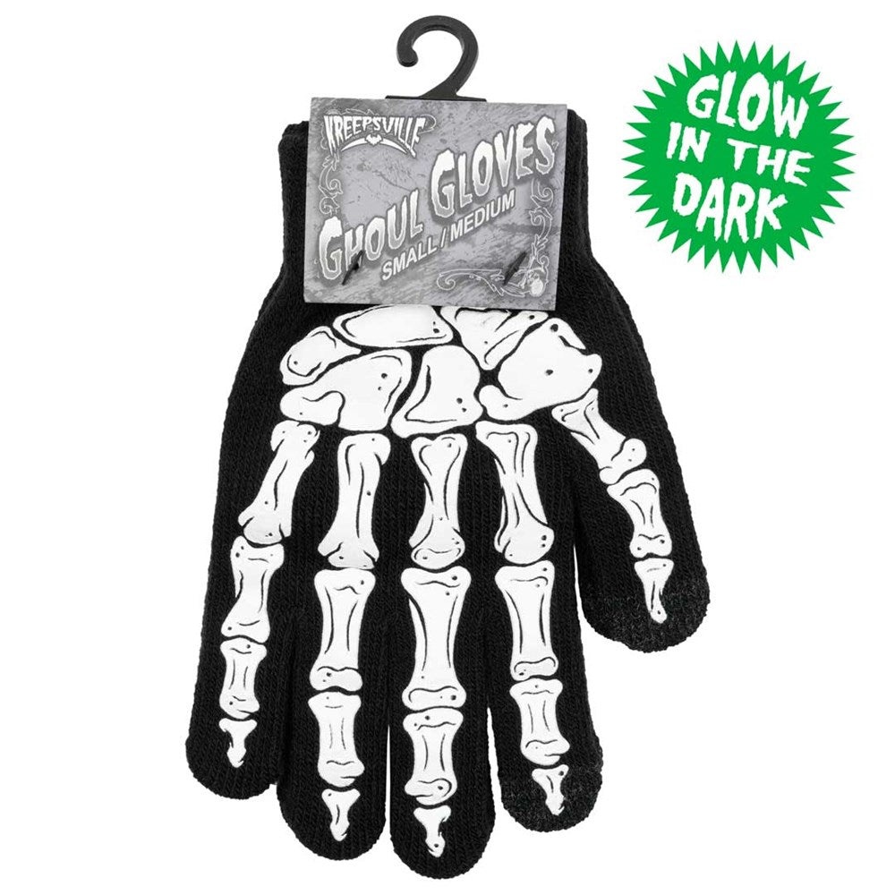 Skeleton Hand Full Glow Knit Gloves - Kreepsville
