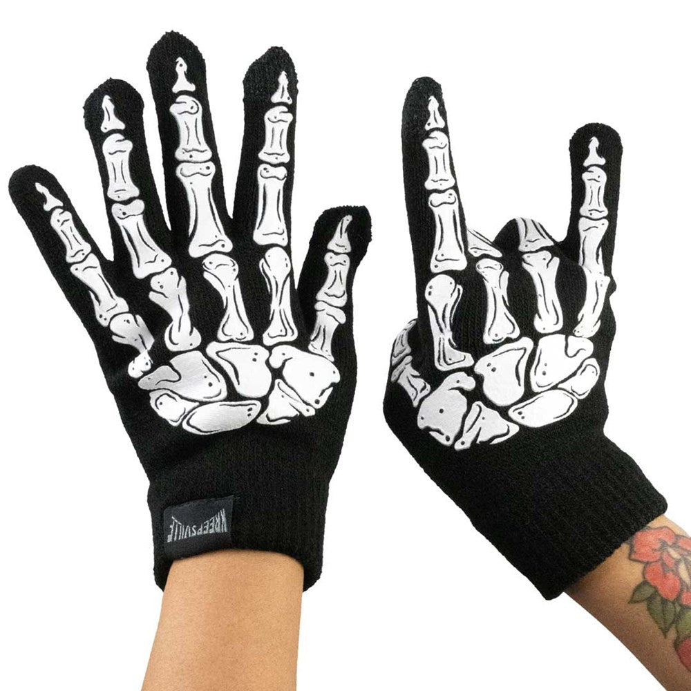 Skeleton Hand Full Knit Gloves - Kreepsville