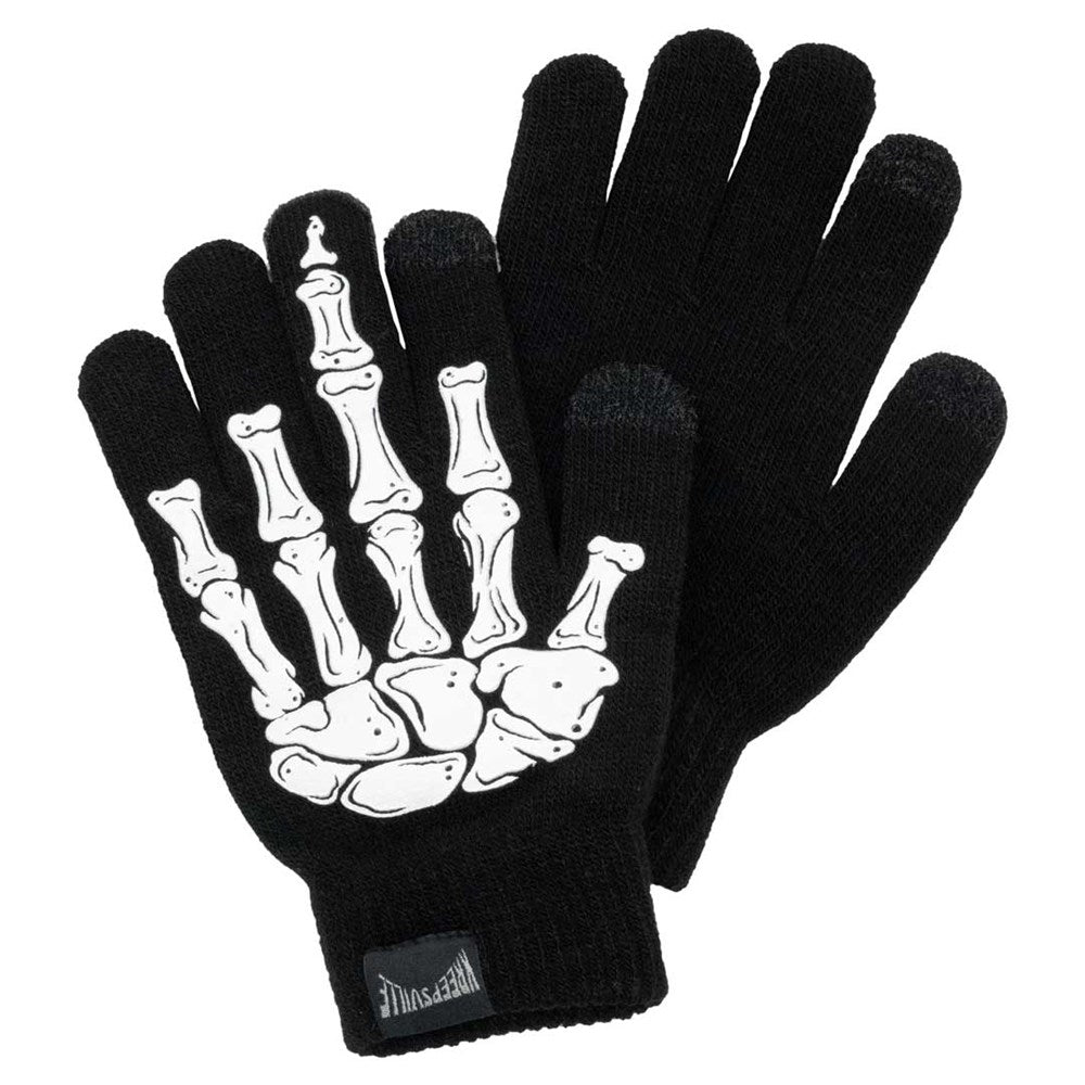 Skeleton Knit Middle Finger Full Gloves