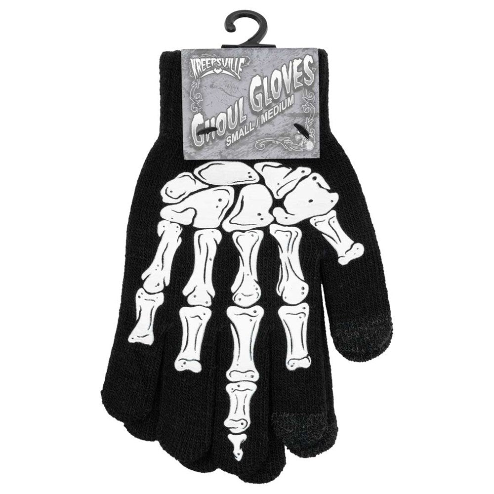 Skeleton Knit Middle Finger Full Gloves