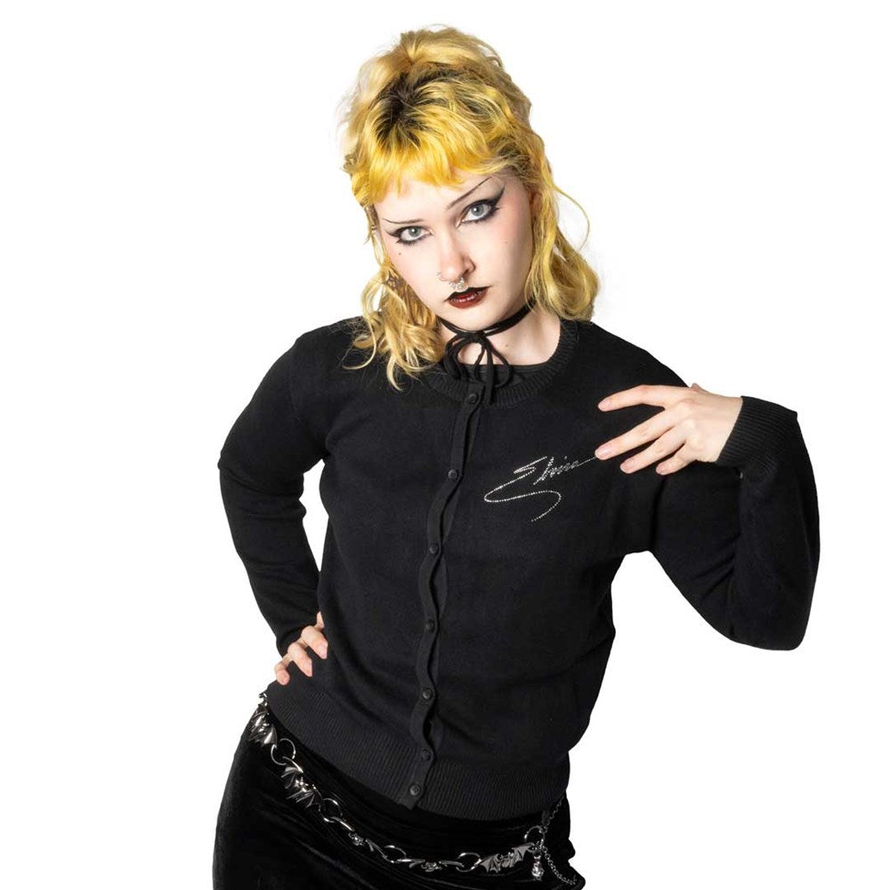 Elvira Rhinestone Portrait Cardigan