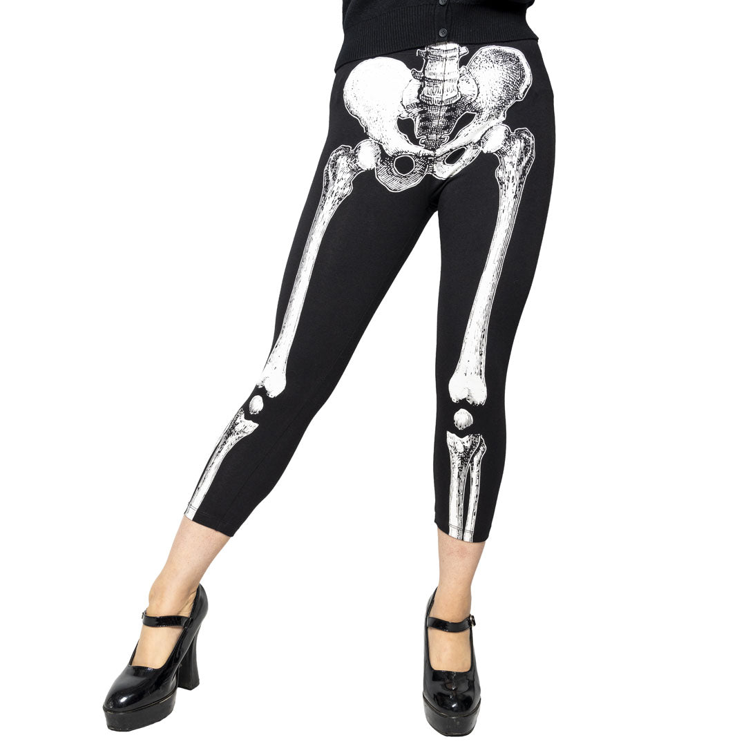 Skele-Bone White Capri Leggings - Kreepsville