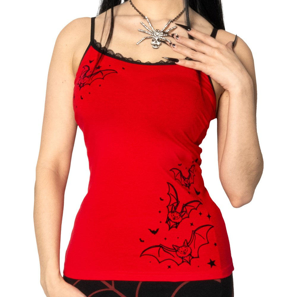 Bat Outline Red Lace Cami Top - Kreepsville