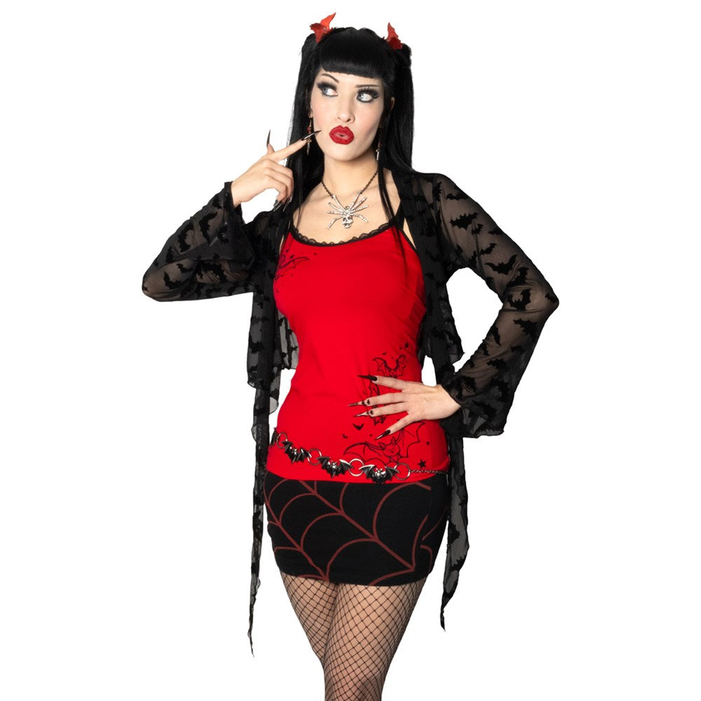 Bat Outline Red Lace Cami Top - Kreepsville