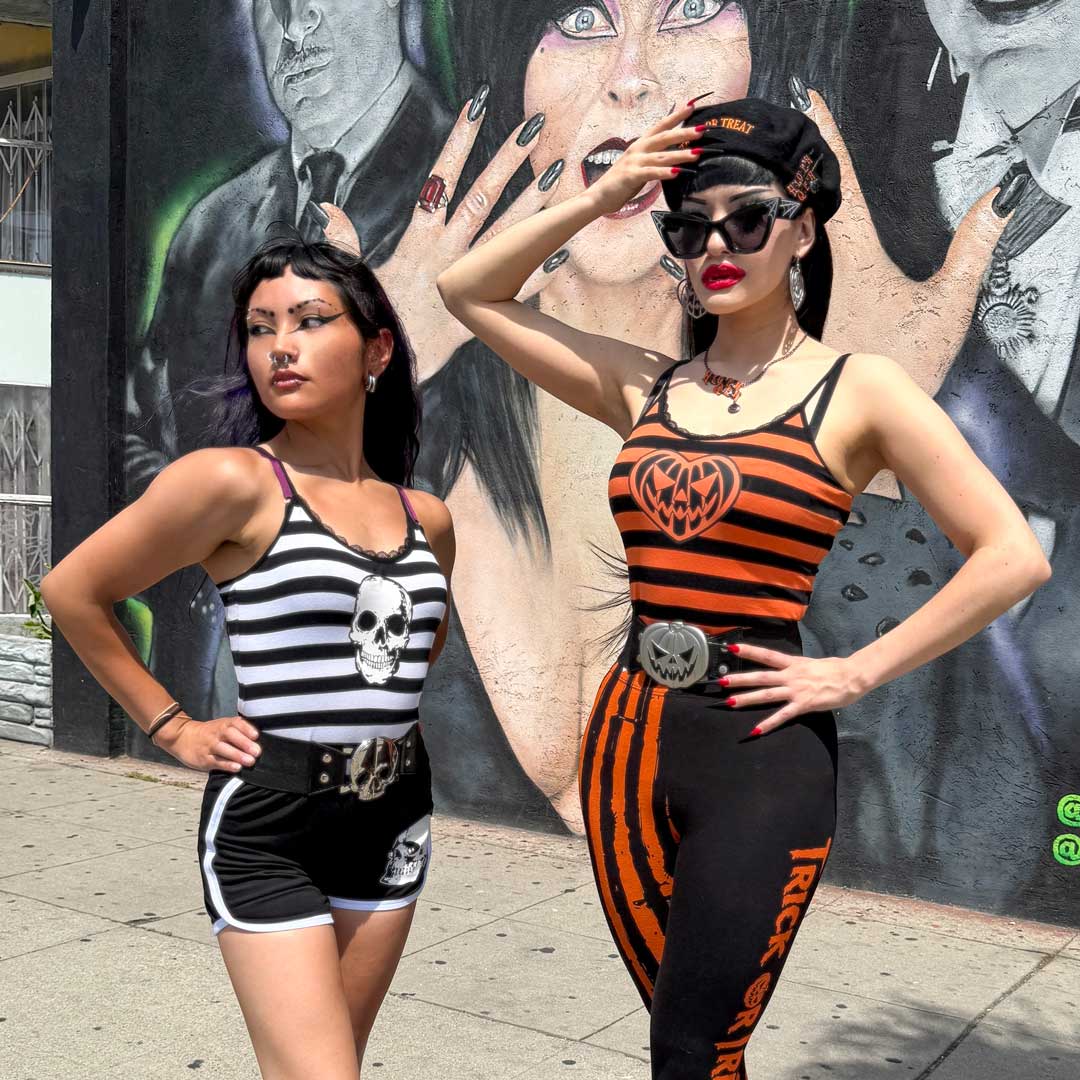 Skull Striped Lace Cami Top - Kreepsville