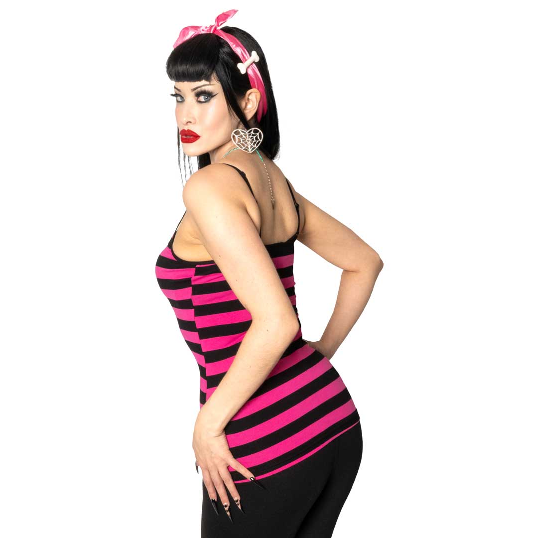 Zombie Girl Heart Striped Lace Cami Top - Kreepsville