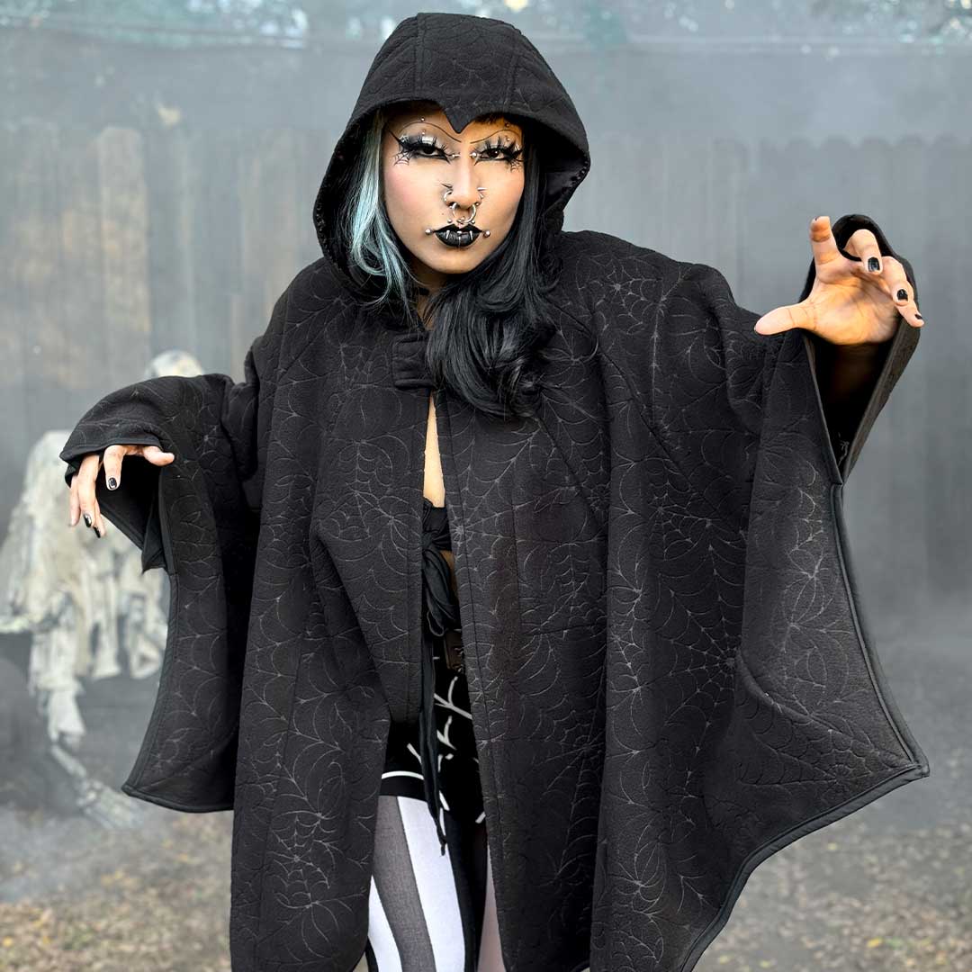 Spiderweb Embossed Web Cape - Kreepsville