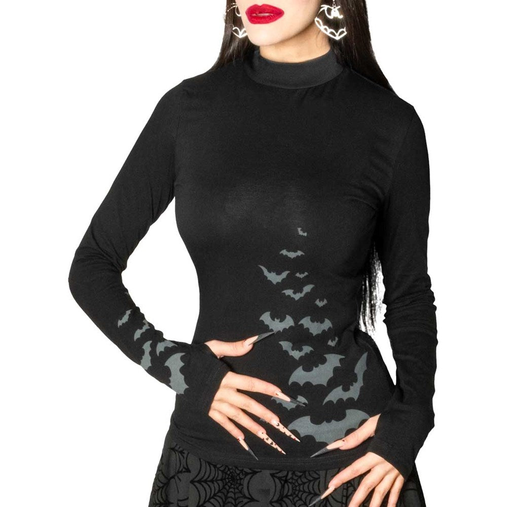 Bat Flock Grey Long Sleeve Top - Kreepsville