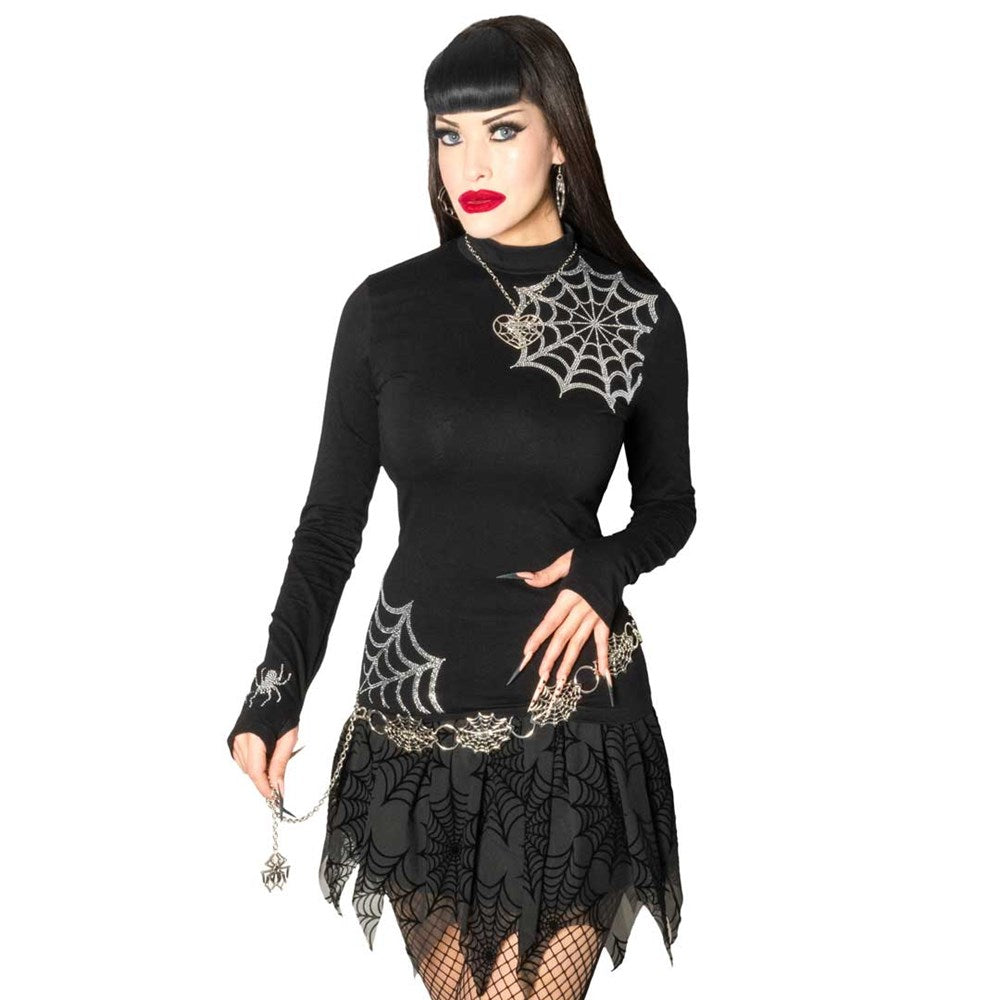 Spiderweb Sparkle Long Sleeve Top - Kreepsville