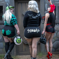 Thumbnail for Spooky Ghost Glow Womens Booty Shorts - Kreepsville