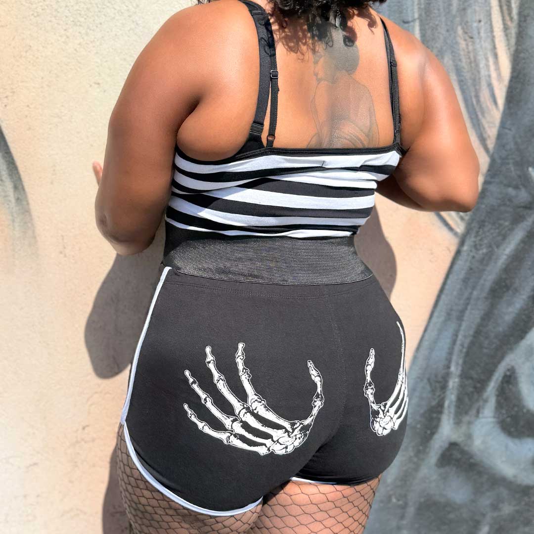 Skeleton Hand Womens Booty Shorts - Kreepsville