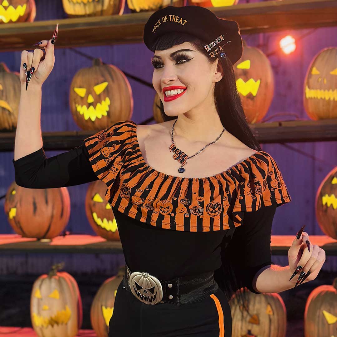 Trick Or Treat Pumpkin Black Beret - Kreepsville