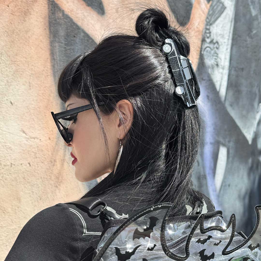 Hearse Black Glitter Claw Clip - Kreepsville