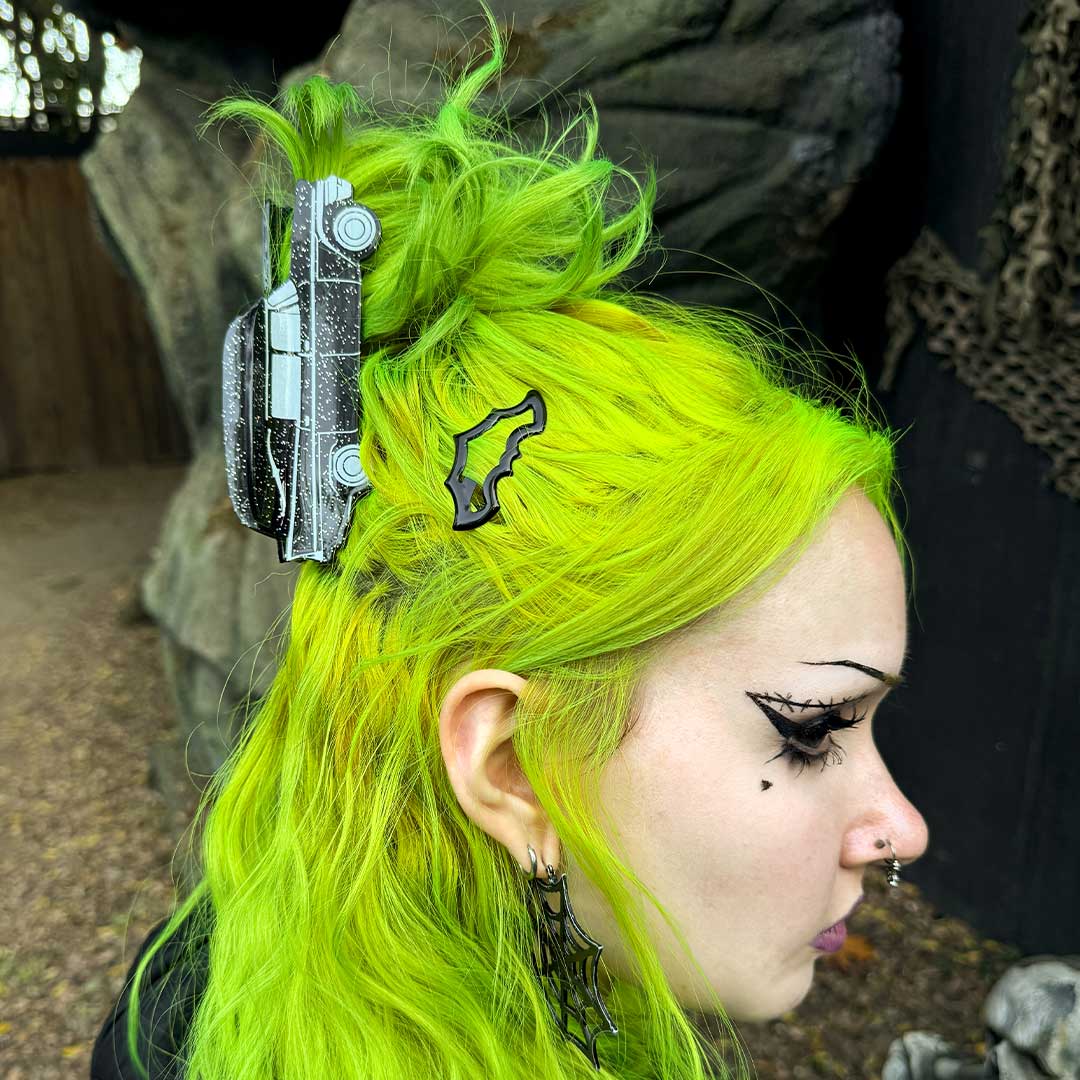 Hearse Black Glitter Claw Clip - Kreepsville