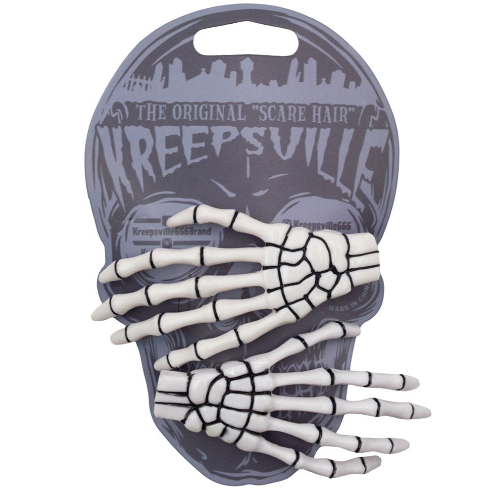 Skeleton Bone Hand Hairslides White