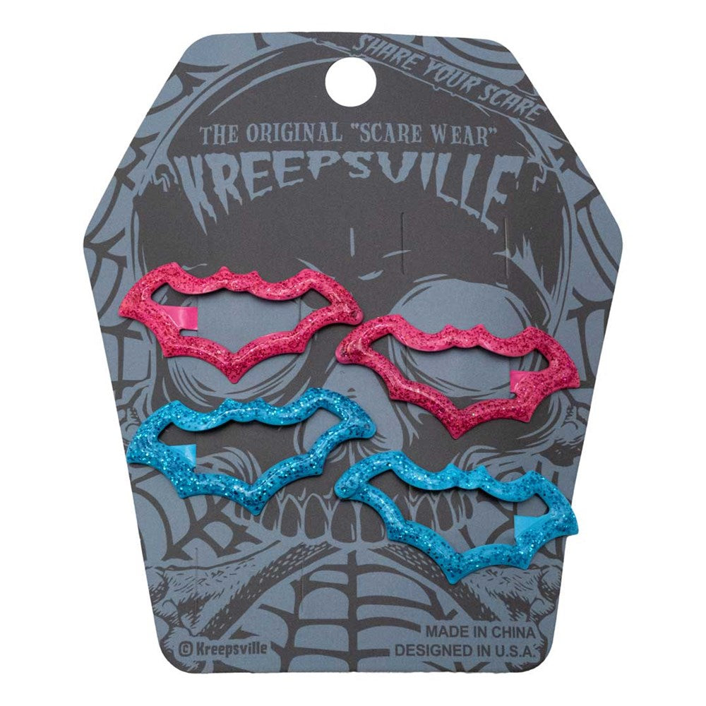 Bat Snap Hair Clips Blue Pink - Kreepsville