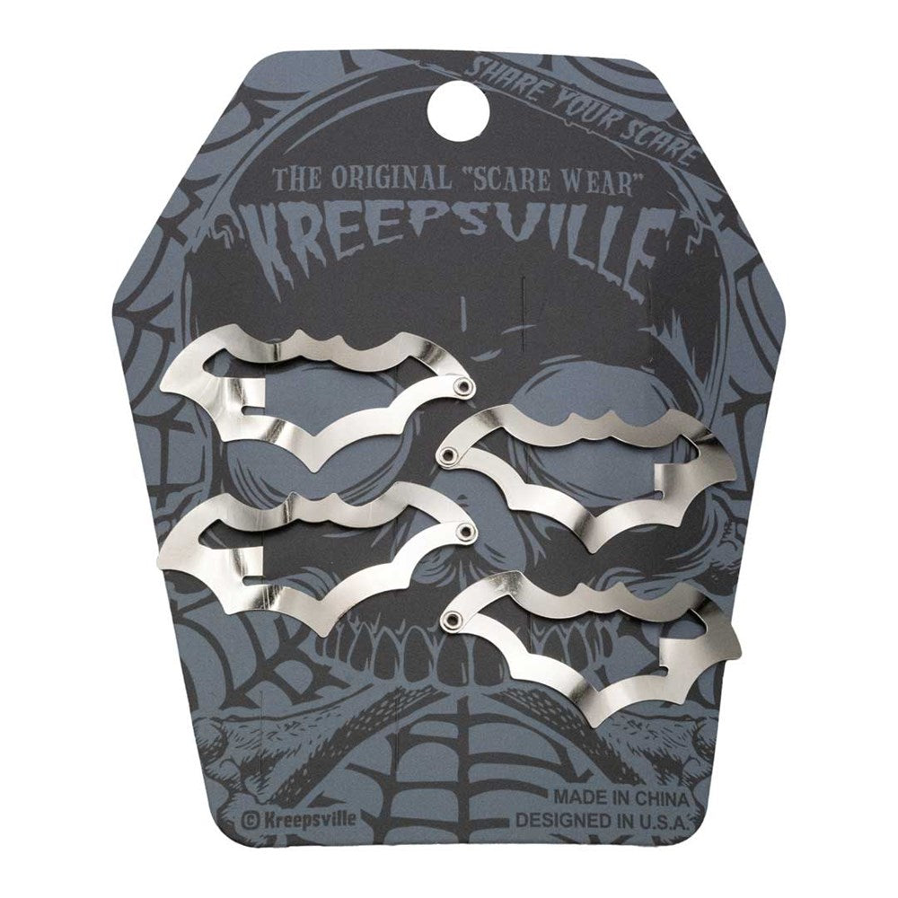 Bat Snap Hair Clips Silver - Kreepsville