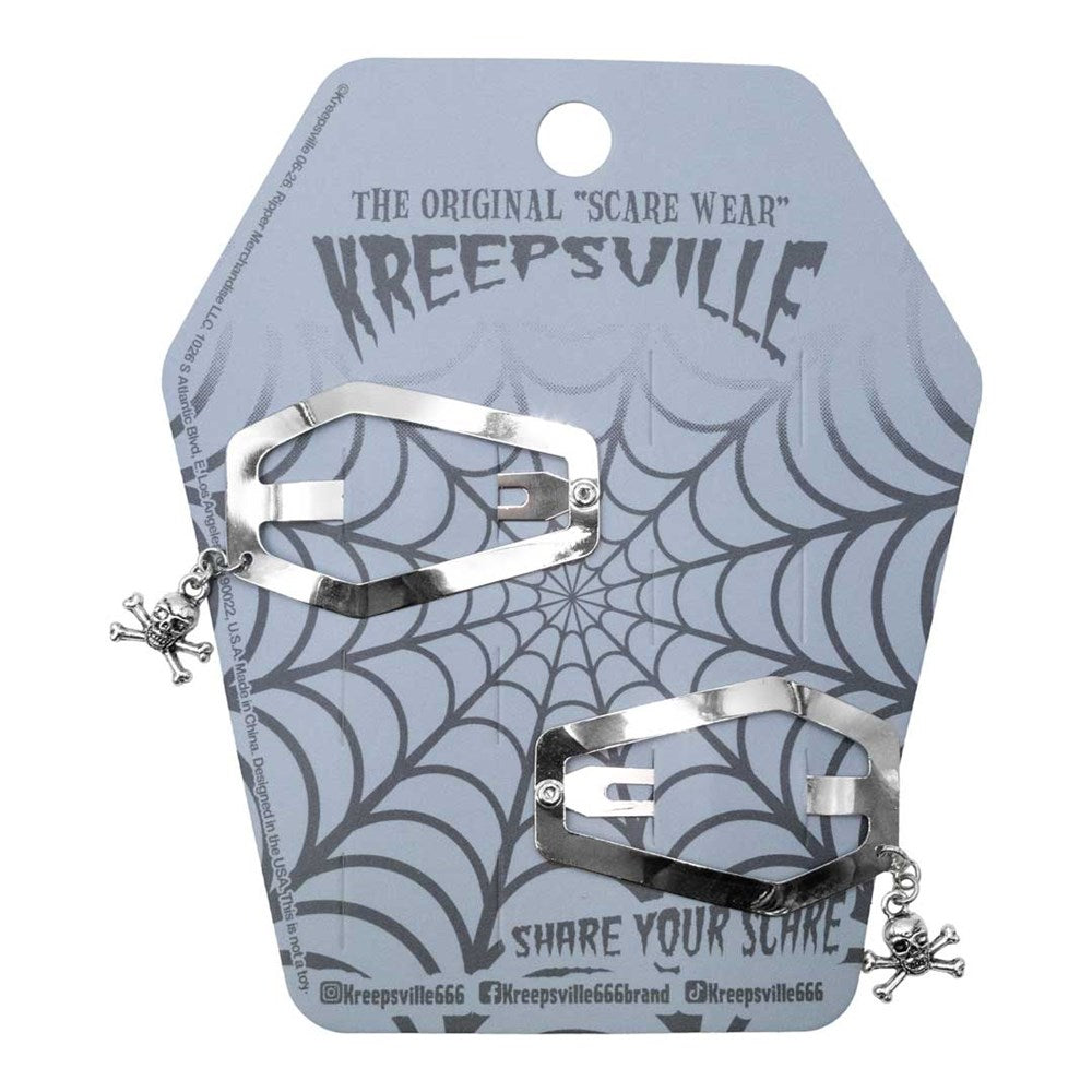 Coffin Snap Clip Silver Skull Charm