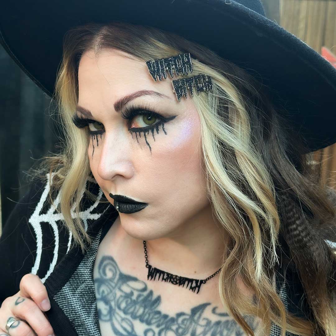 Witch Bitch Text Hair Slides - Kreepsville