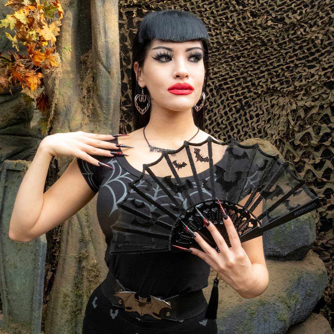 Bat Lace Hand Fan - Kreepsville