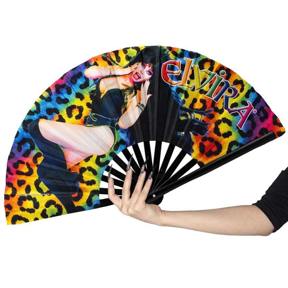 Elvira Rainbow Leopard Large Fan