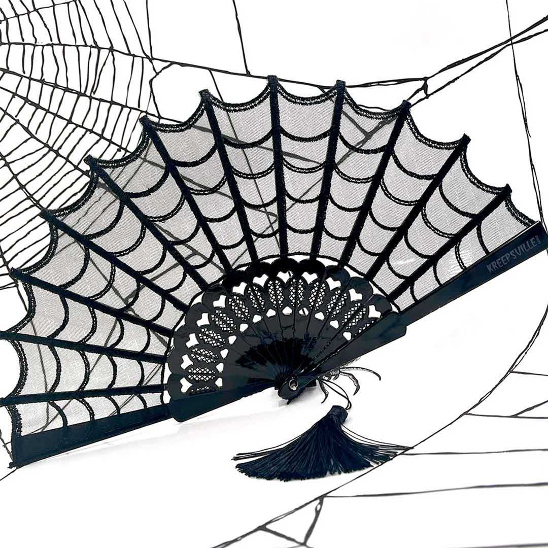 Spiderweb Lace Hand Fan - Kreepsville