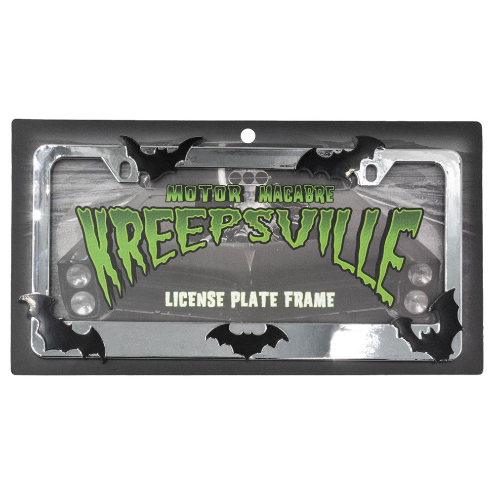 Bat License Plate Frame Chrome